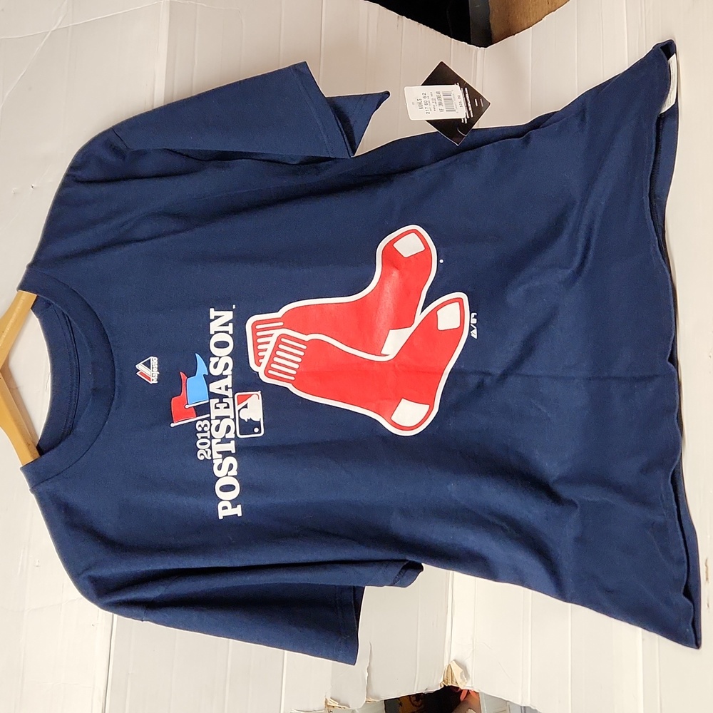 NWT 2013 Majestic Boston Redsox Postseason Men's sz L tshirt 100% cotton